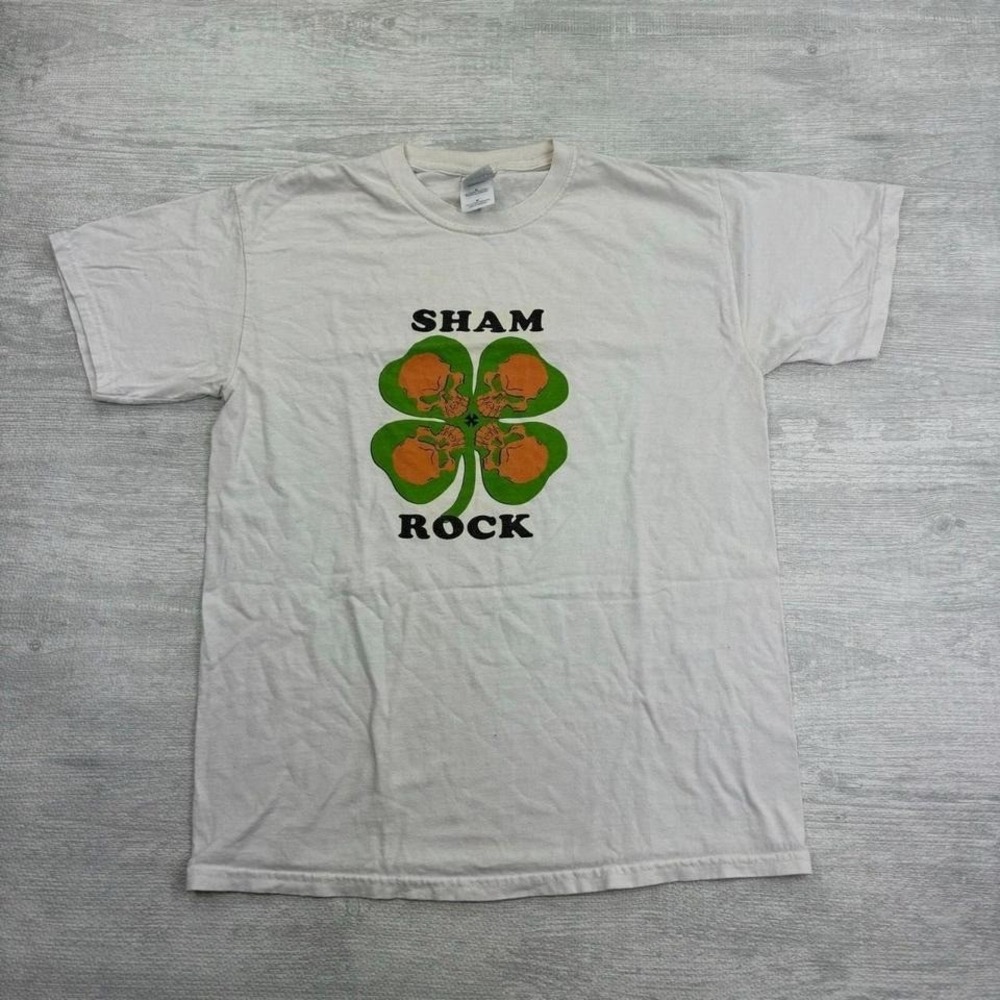 Vintage Sham Rock Shirt Adult Medium White Pseudo Folk Alternative Music Band